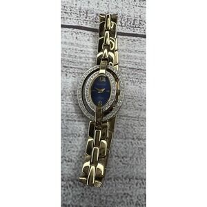 Armitron Now Gold Tone Watch Blue Dial Rhinestone Bezel Parts Repair